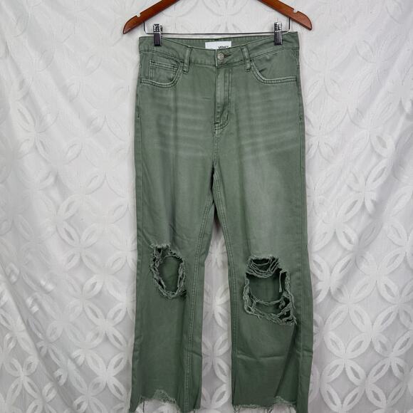 Vervet Super High Rise 90s Vintage Crop Flare Jeans Green Size 27 - Picture 3 of 8